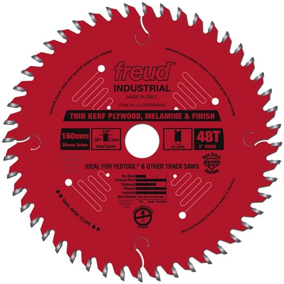 Freud LU79R006M20 160mm x 48T mm Thin Kerf Ultimate Plywood & Melamine Blade
