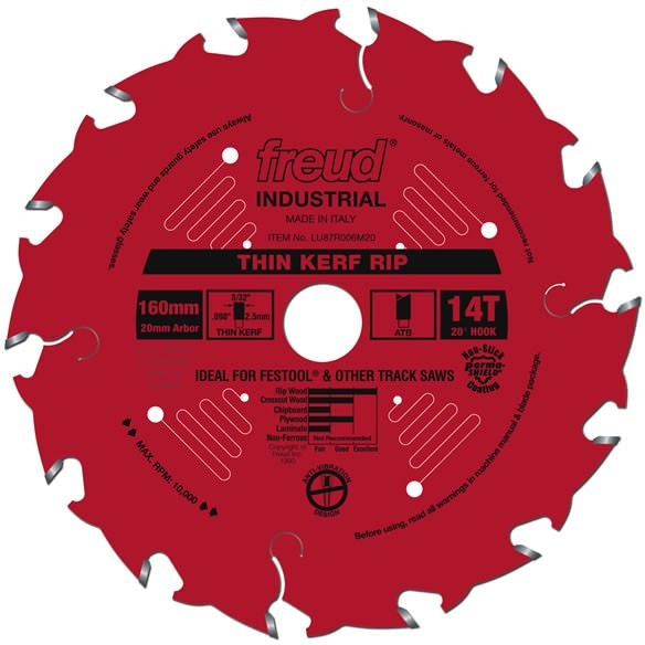 Freud LU87R006M20 160mm x 14T mm Thin Kerf Rip Blade