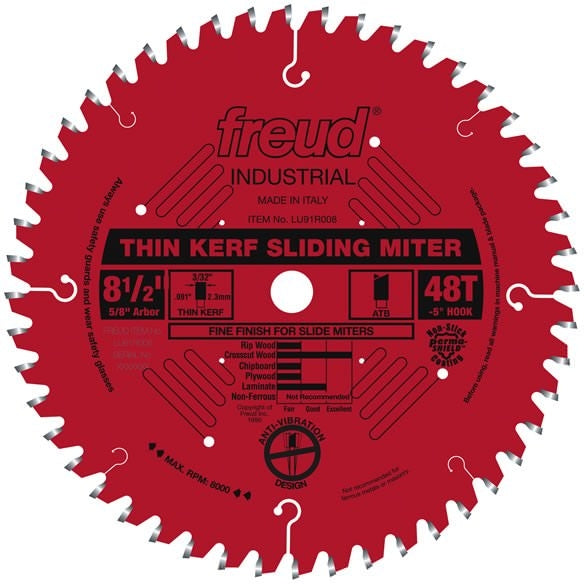 Freud LU91R008 8-1/2 in.Thin Kerf Sliding Compound Miter Saw Blade