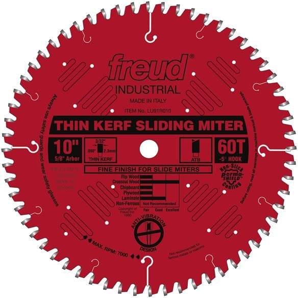 Freud LU91R010 10 in. Thin Kerf Sliding Compound Miter Saw Blade