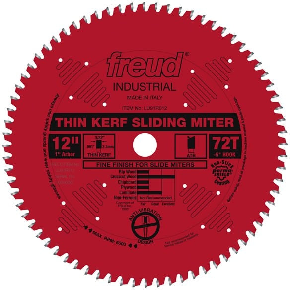 Freud LU91R012 12 in. Thin Kerf Sliding Compound Miter Saw Blade