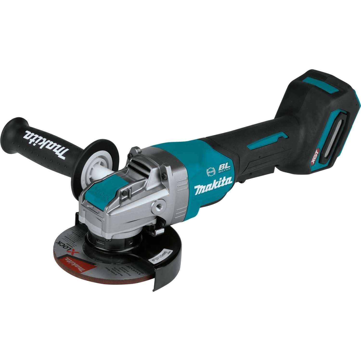 Makita 40V max XGT Brushless Cordless 4-Speed High-Torque 3/4-Inch Square Drive Impact Wrench 2.5Ah Kit with 5" X-LOCK Paddle Switch Angle Grinder (Bare Tool)