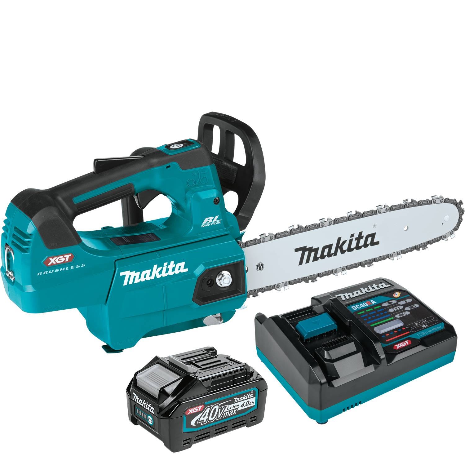 Makita 40V max XGT Brushless 12" Top Handle Chain Saw Kit (4.0Ah) with 4-Speed Compact Stick Vacuum