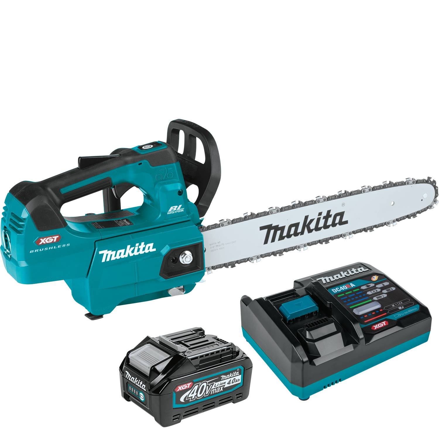 Makita 40V max XGT Brushless 16" Top Handle Chain Saw Kit (4.0Ah) with 4-Speed Compact Stick Vacuum
