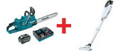 Makita 40V max XGT Brushless 18" Chain Saw Kit (5.0Ah) with 4-Speed Compact Stick Vacuum