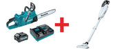 Makita 40V max XGT Brushless 16" Chain Saw Kit (4.0Ah) with 4-Speed Compact Stick Vacuum
