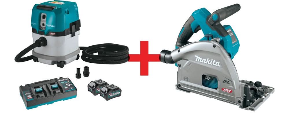 Makita 40V max XGT Brushless 4 Gal. HEPA Dry Dust Extractor Kit AWS (4.0Ah) w/ 40V max XGT 6-1/2" Plunge Circular Saw