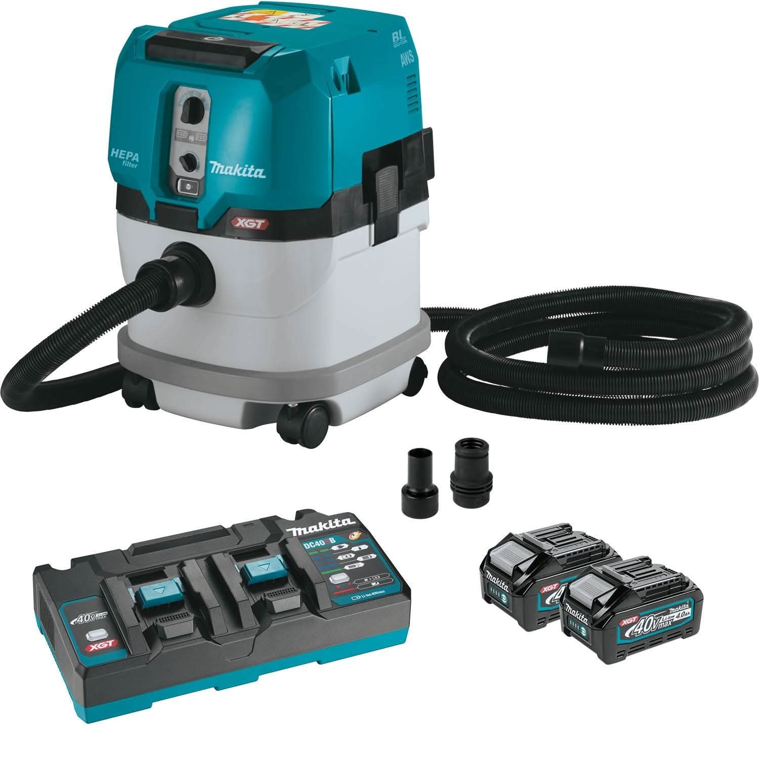 Makita 40V max XGT Brushless 4 Gal. HEPA Dry Dust Extractor Kit AWS (4.0Ah) w/ 40V max XGT 6-1/2" Plunge Circular Saw