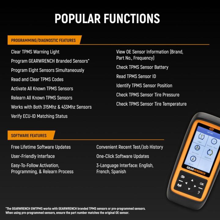 Gearwrench GWTPMS Universal Tire Pressure Monitoring System Programming & Diagnostic Tool