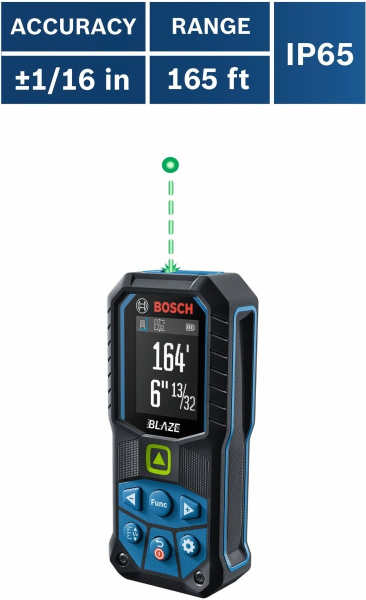 Bosch GLM165-25G BLAZE Green-Beam 165 Ft. Laser Measure