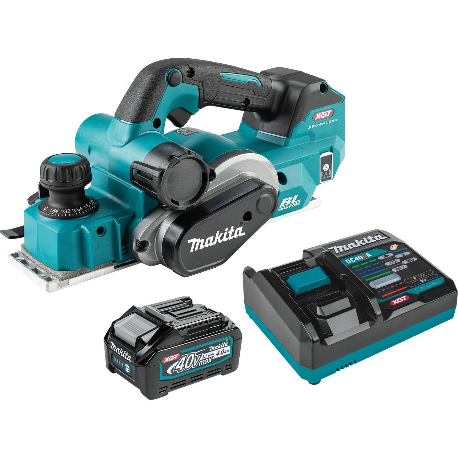 Makita 40V max XGT Brushless 3-1/4" Planer Kit AWS Capable (4.0Ah) w/ 40V max XGT 13" Fan