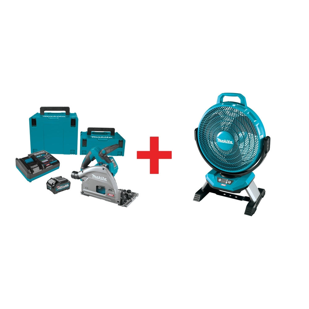 Makita 40V max XGT Brushless 6-1/2" Plunge Circular Saw Kit AWS Capable (4.0Ah) w/ 40V max XGT 13" Fan