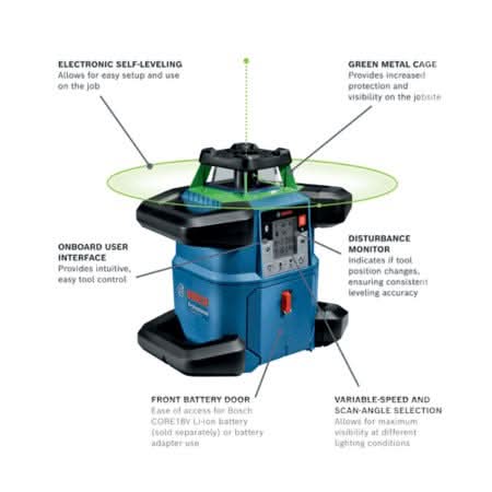 Bosch GRL4000-90CHVGK 18V REVOLVE4000 Connected Green-Beam Self-Leveling Horizontal/Vertical Rotary Laser 4.0Ah Kit
