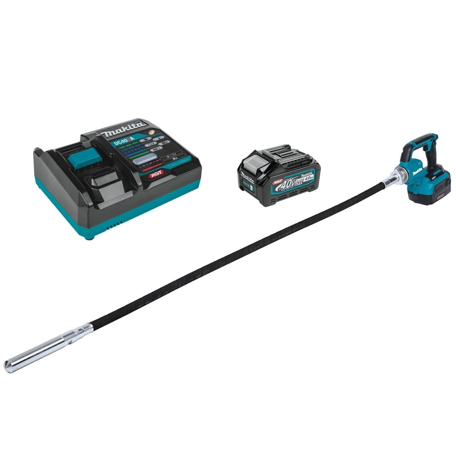 Makita 40V max XGT Brushless Cordless 5-1/2' Concrete Vibrator Kit with 2-Pack Battery (4.0 Ah)