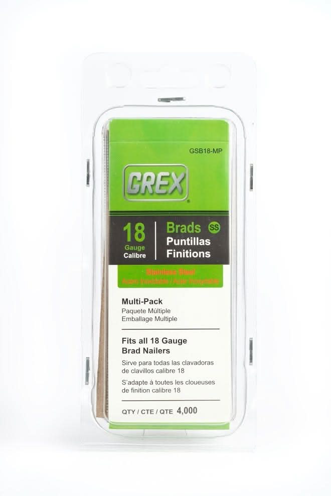 Grex GSB18-MP 18-Gauge 304 Stainless Steel Brad Multi Pack, 3/8