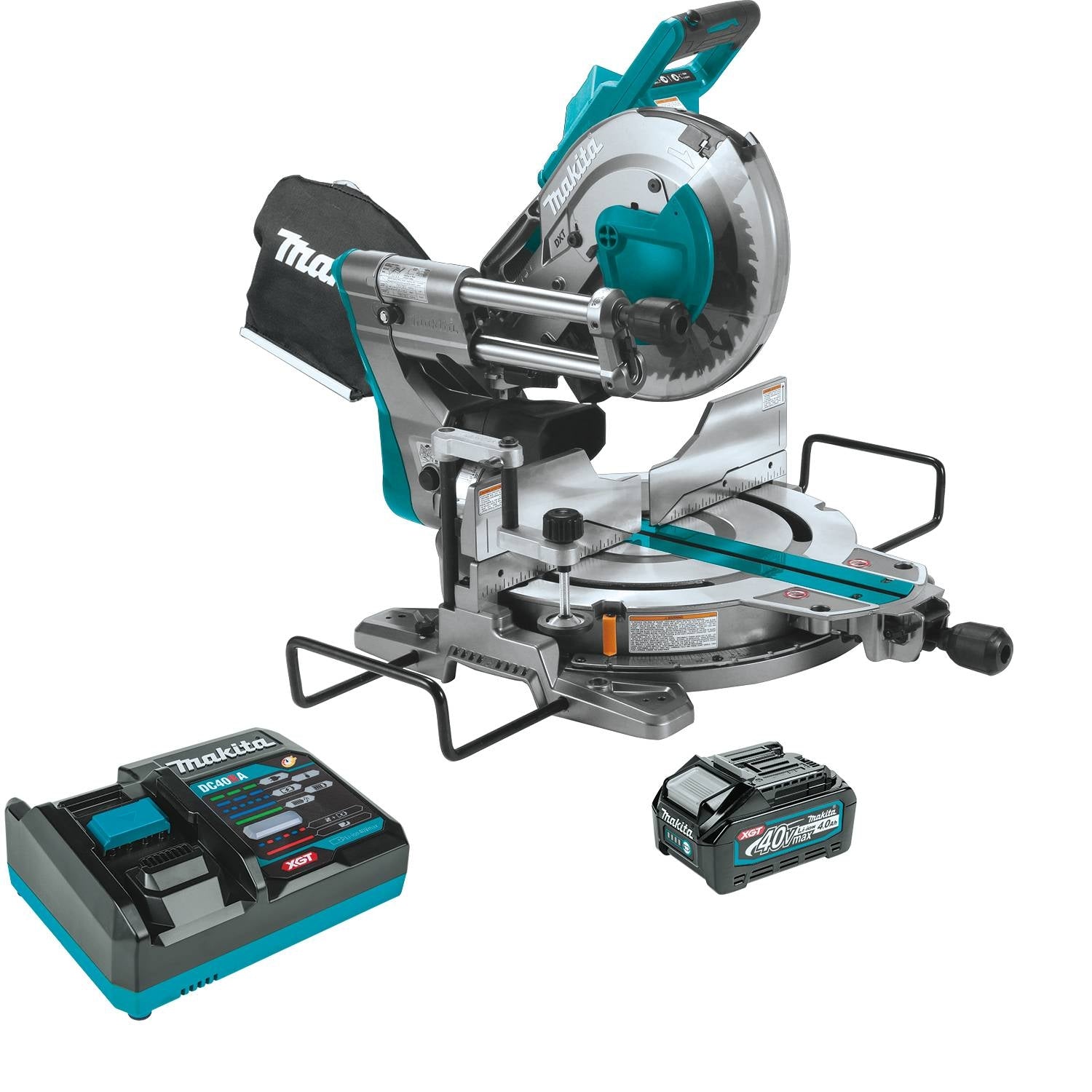 Makita GSL03M1 40V max XGT Brushless Cordless 10" Dual-Bevel Sliding Compound Miter Saw Kit, AWS Capable (4.0Ah)