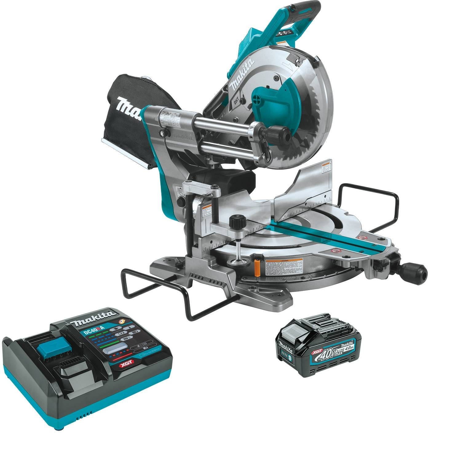 Makita 40V max XGT Brushless 10" Dual-Bevel Sliding Compound Miter Saw AWS Kit (4.0Ah) w/ Folding Stand