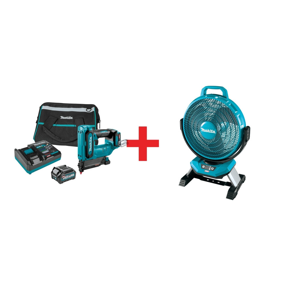 Makita 40V max XGT Brushless Pin Nailer Kit 23 Ga. (2.5Ah) w/ 40V max XGT 13" Fan