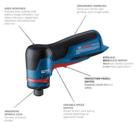 Bosch GWG12V-20SN 12V Max Brushless 1/4 in. Right Angle Die Grinder