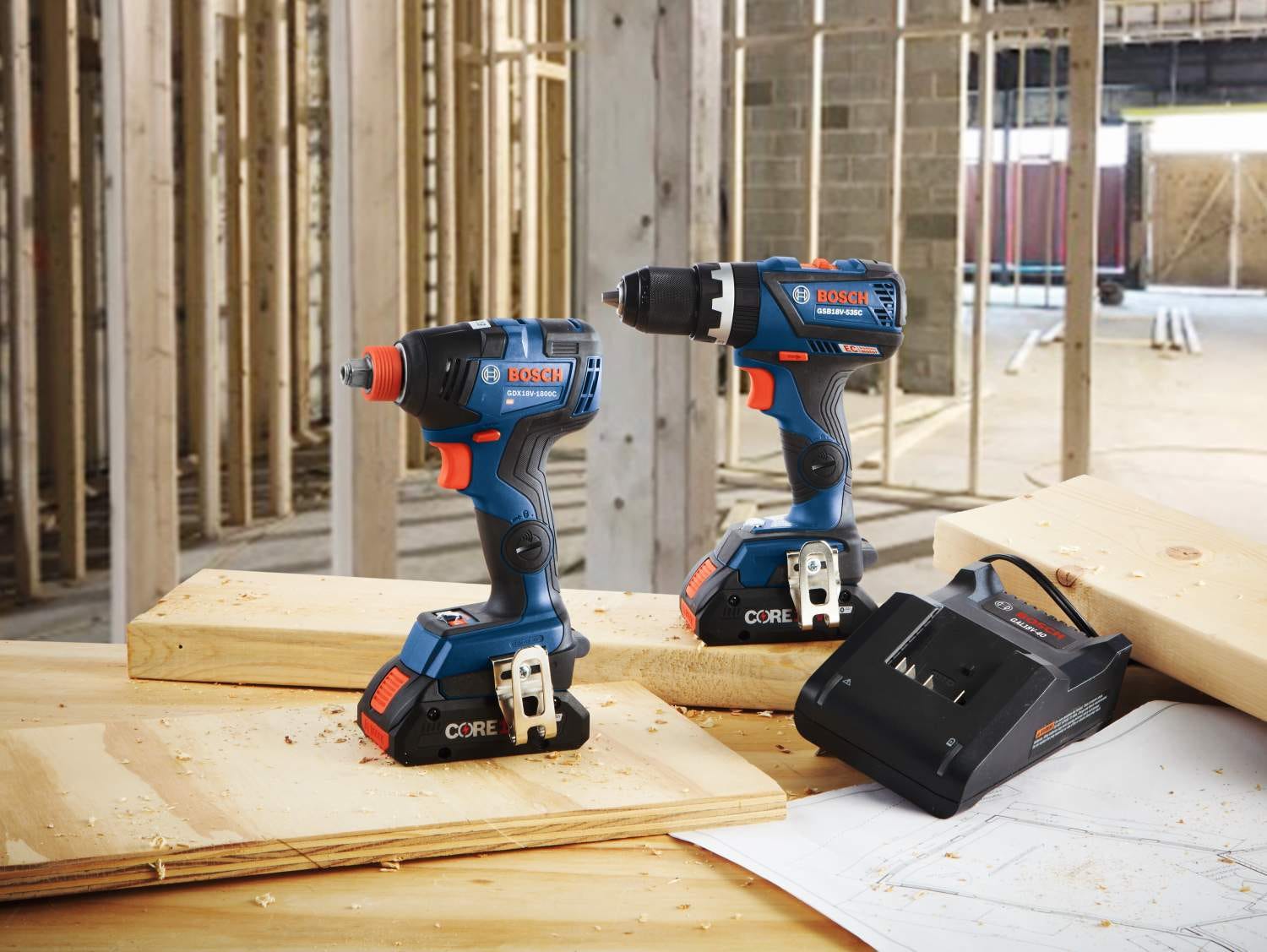 Bosch GXL18V-251B25 18V CORE18V 4.0Ah Combo Kit with Freak Impact Driver and 1/2 in. Hammer Drill/Driver