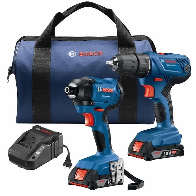 Bosch GXL18V-26B22 18V 2-Tool Combo Kit with 1/2" Compact Drill/Driver and 1/4" Hex Impact Driver