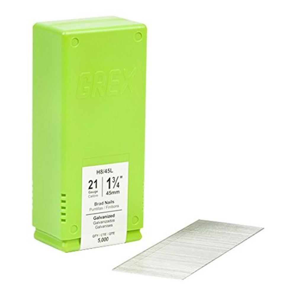 Grex H8 21-Gauge Galvanized Brad Nails, 3/8" to 2" Lengths, 5000-Pack