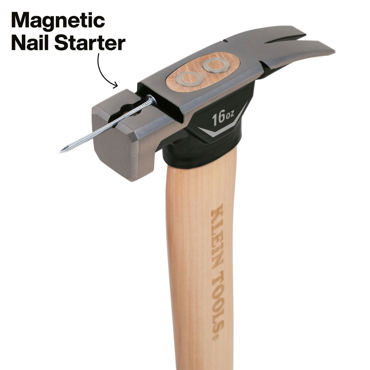 Klein Tools H80916HS 16 oz hammer magnetic nail starter for one-handed nail driving