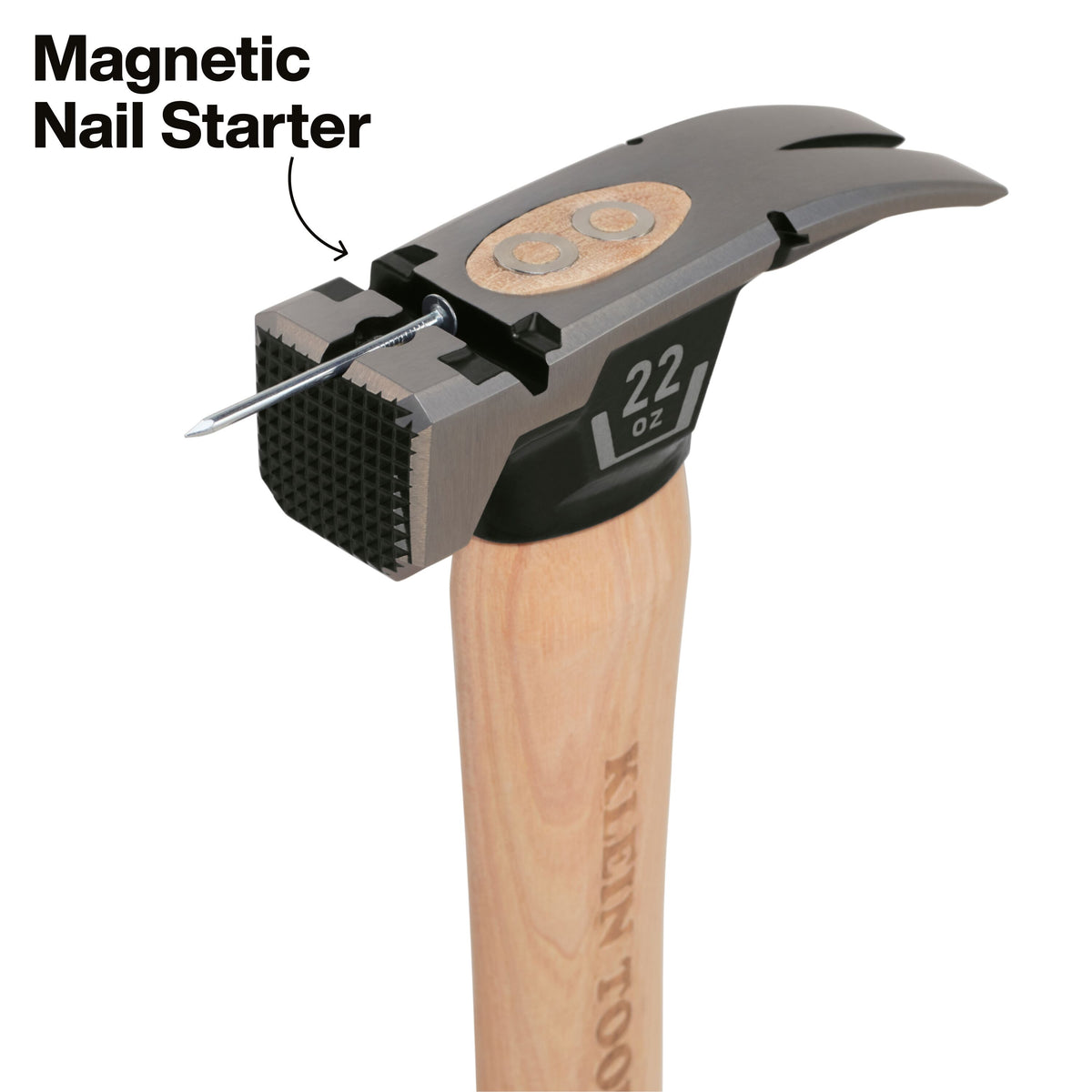 Klein Tools H80922H hammer magnetic nail starter for one-handed nail driving
