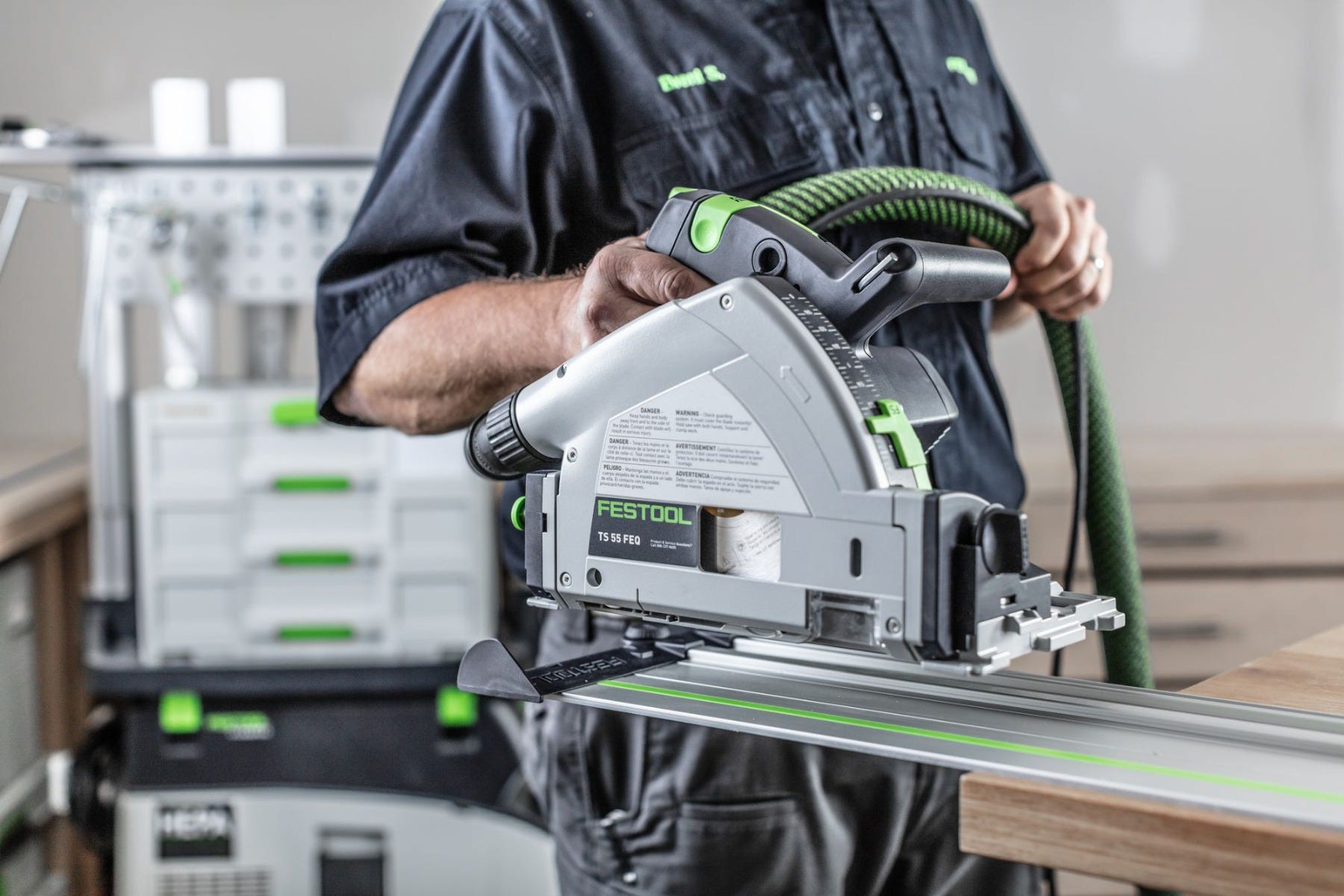 Festool 577014 TS 55 F Plunge Cut Track Saw with 55-in Guide Rail and Guide Rail Accessory Kit