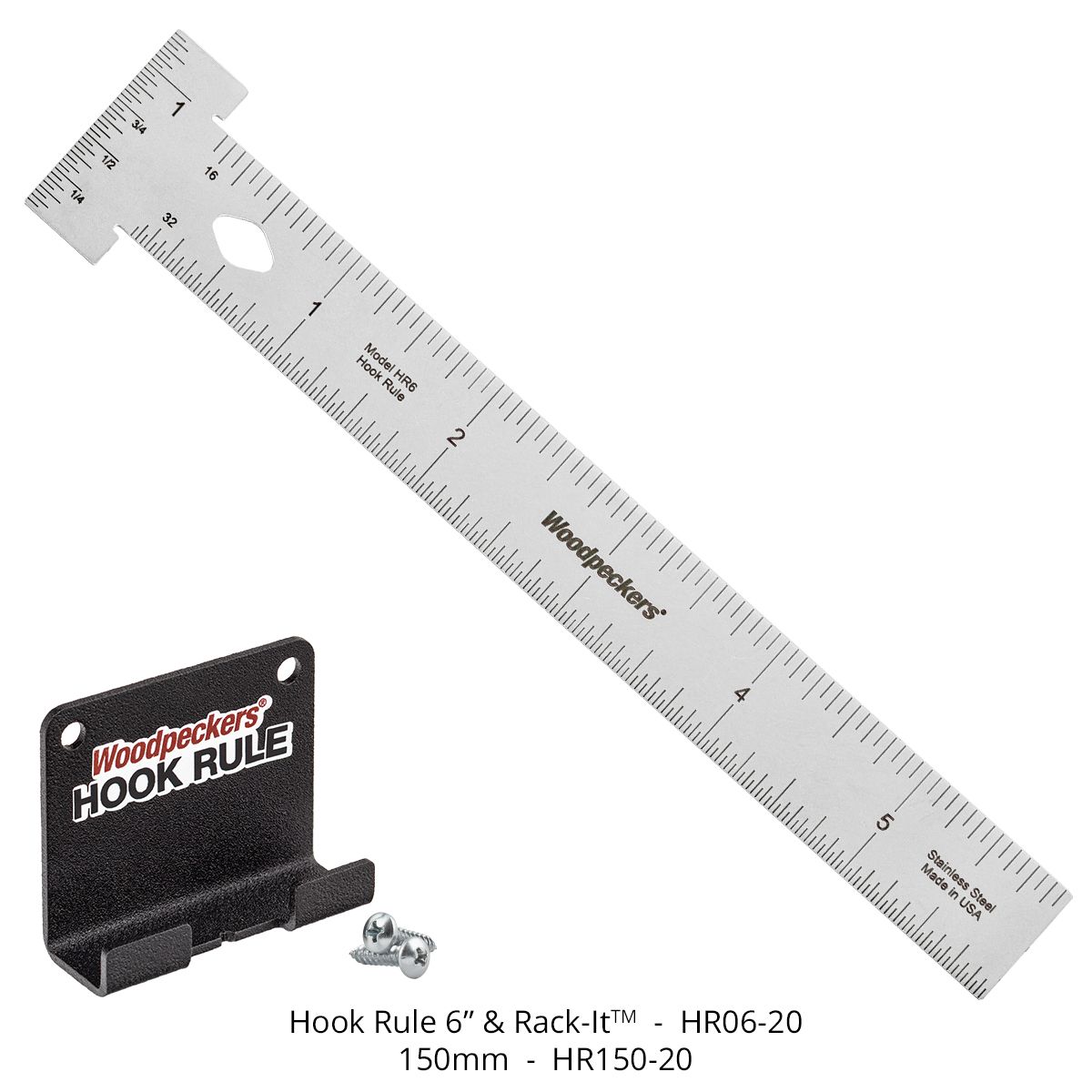 Woodpeckers HR150-20 150mm Hook Rule w/ Rack-It