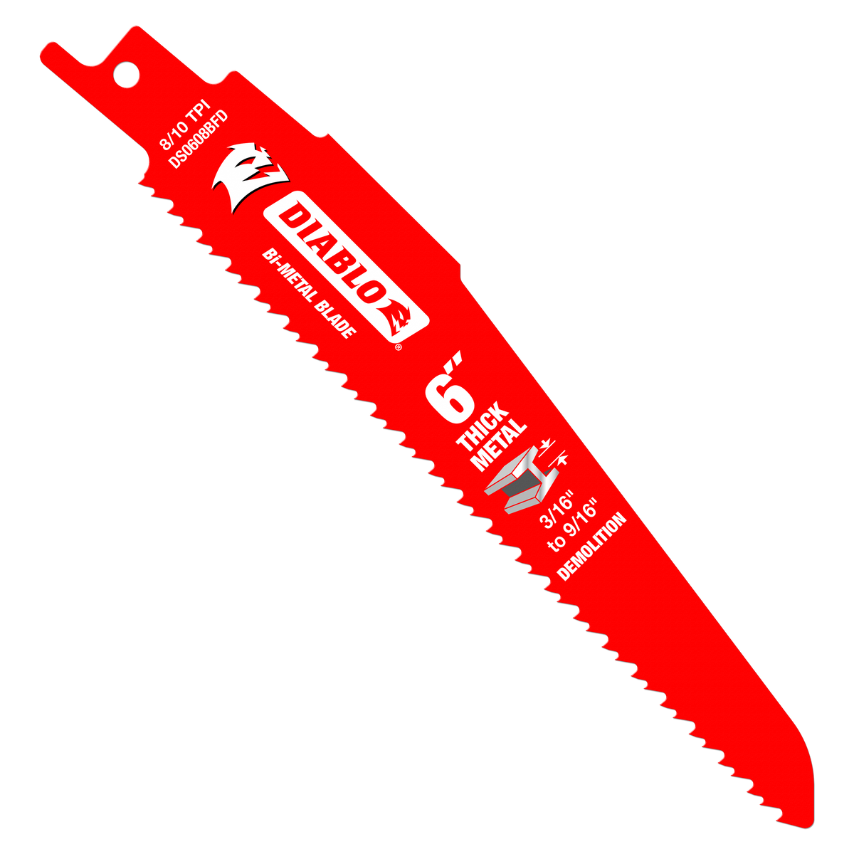 Diablo DS0608BFD 6-in. 8/10TPI Bi-Metal Reciprocating Saw Blade for Thick Metal