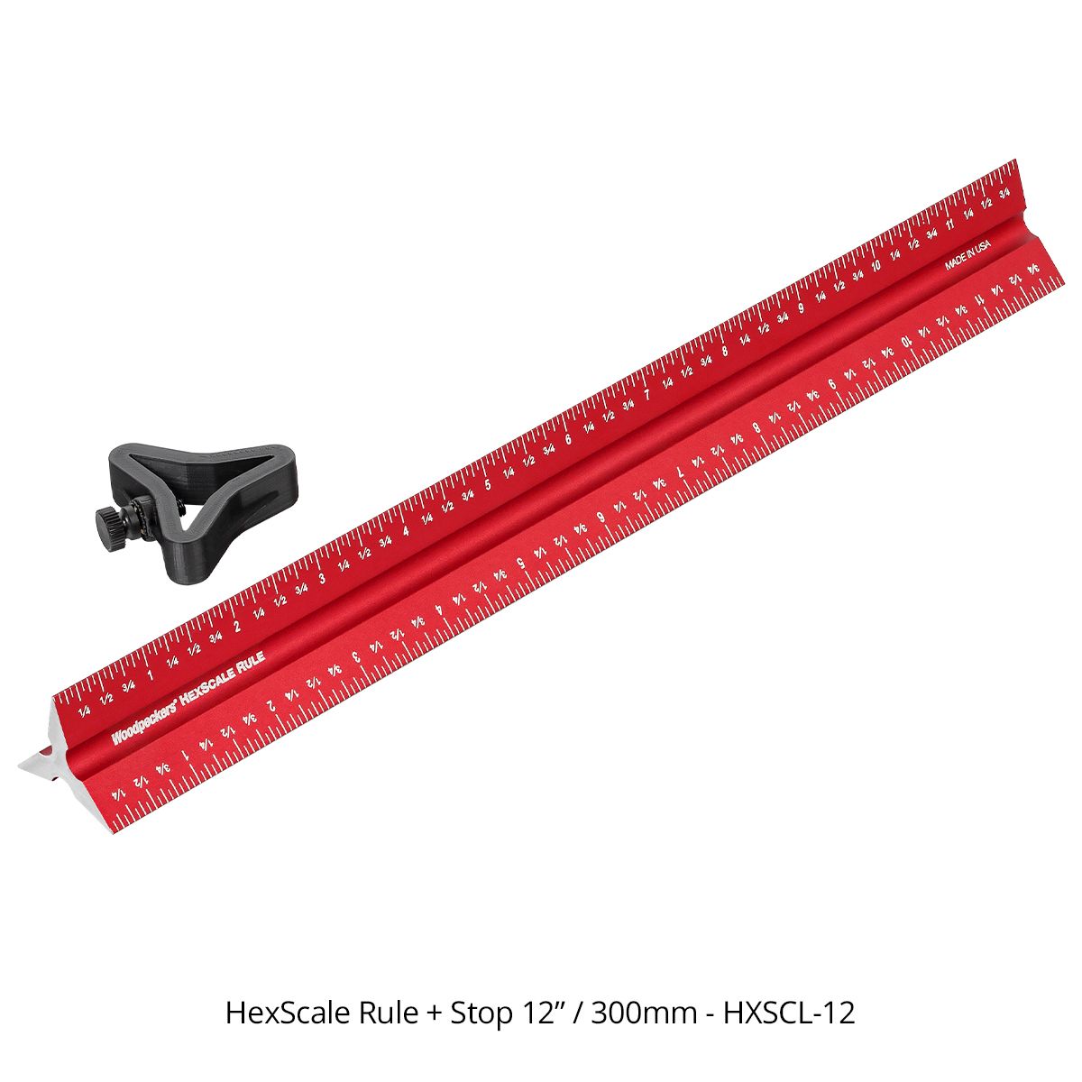 Woodpeckers HXSCL-12 HexScale Rule 12" (300mm) w/ Stop
