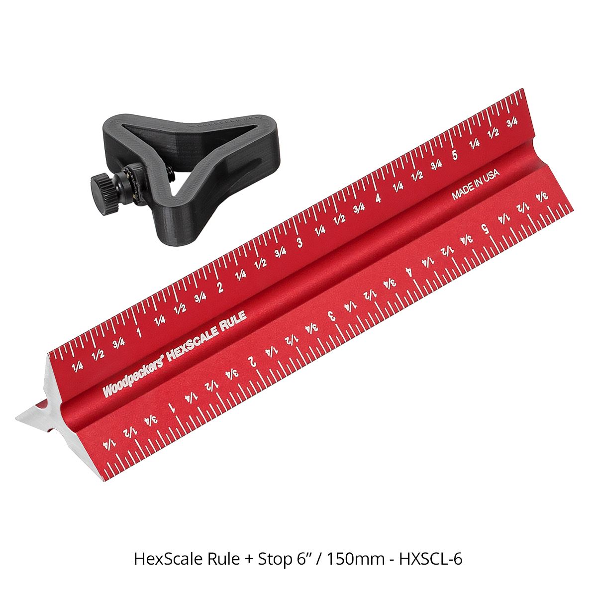 Woodpeckers HXSCL-6 HexScale Rule 6" (150mm) w/ Stop
