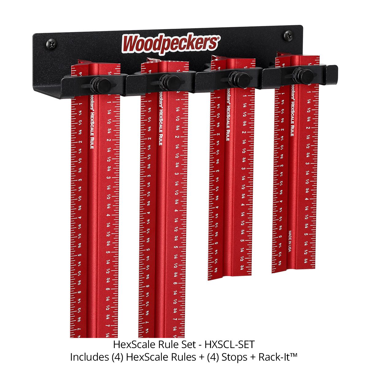 Woodpeckers HXSCL-SET HexScale 4-Piece Set w/ Stops and Rack-It