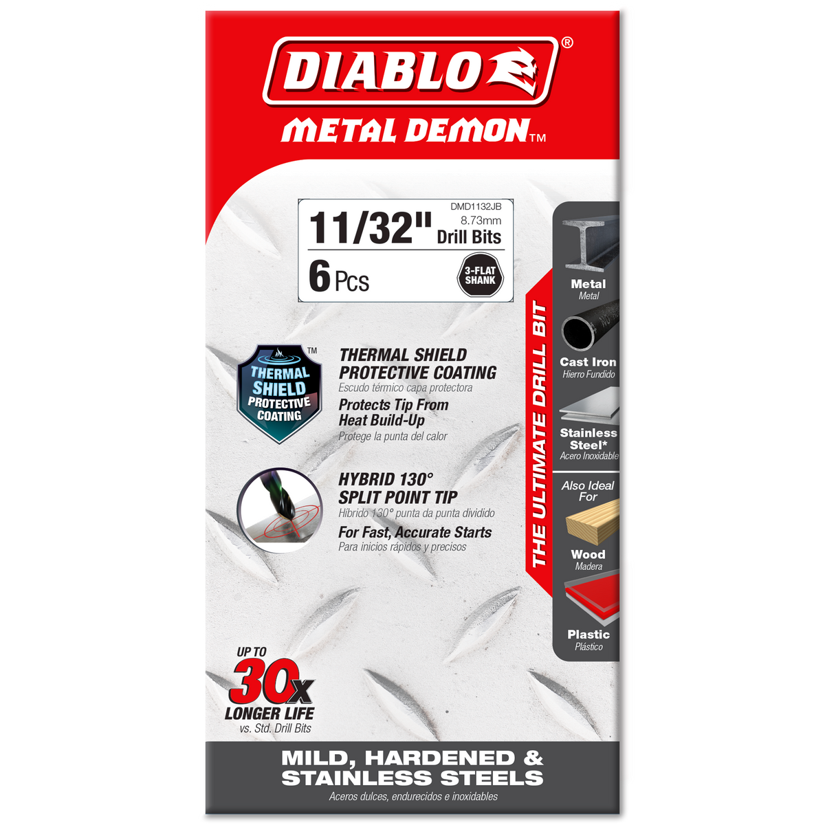 Diablo 11/32 in. Metal Demon Drill Bit for Mild, Hardened and Stainless Steels (DMD1132JB) in retail packaging