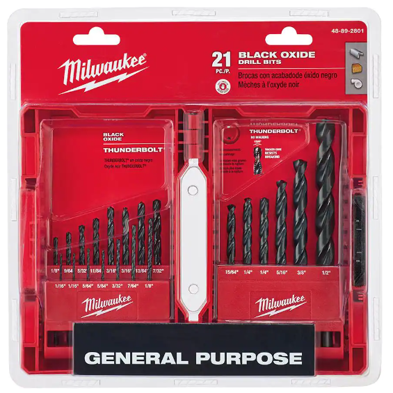 Milwaukee 48-89-2801 21-Piece  Thunderbolt Black Oxide Drill Bit Set