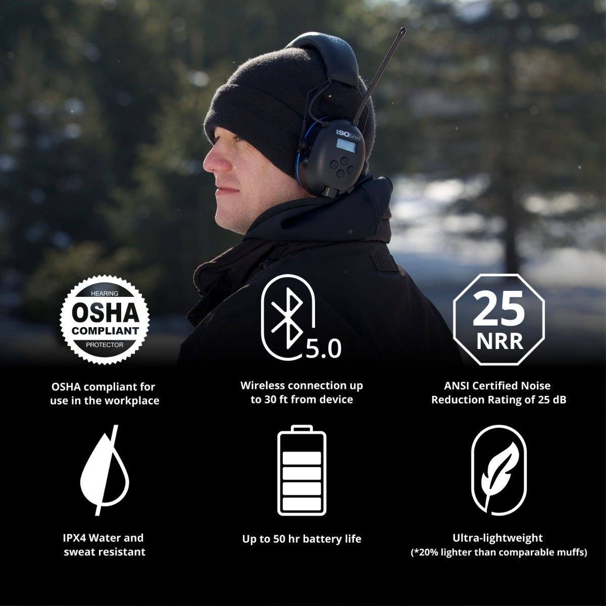 ISOTunes IT-92 AIR DEFENDER AM/FM Over-Ear Earmuffs w/ Bluetooth