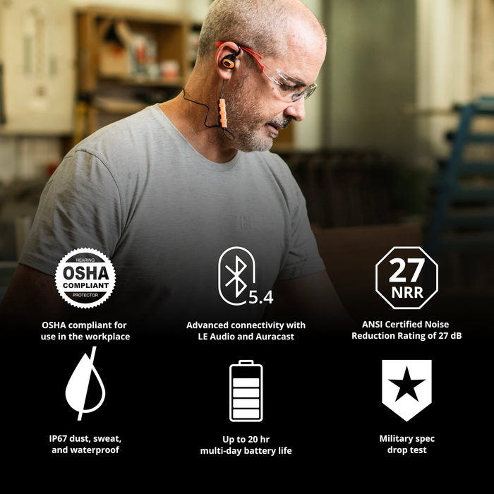 ISOTunes IT-21B PRO 3.0 Bluetooth Earbuds, Safety Orange