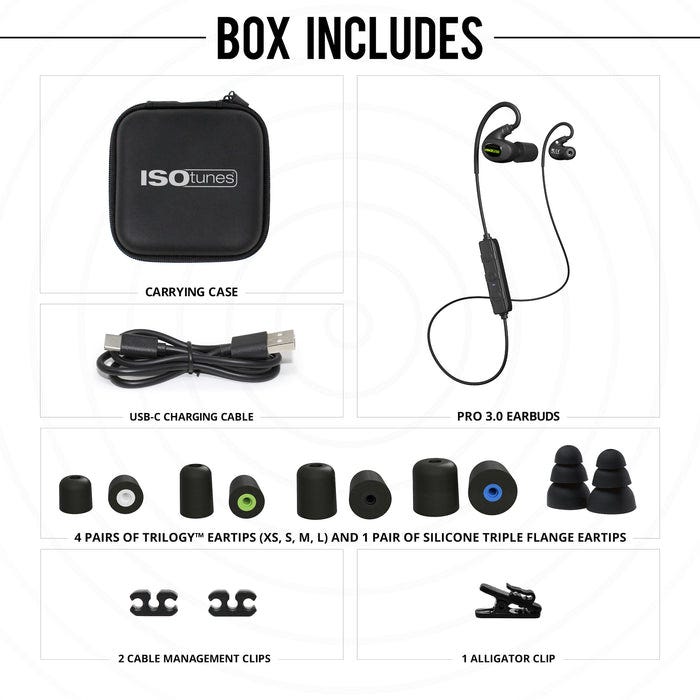 ISOTunes IT-23B PRO 3.0 Bluetooth Earbuds, Matte Black