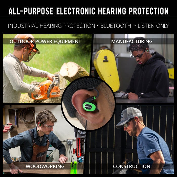 ISOTunes IT-28B PRO 2.0 INDUSTRIAL LISTEN ONLY Bluetooth Earbuds, Safety Green