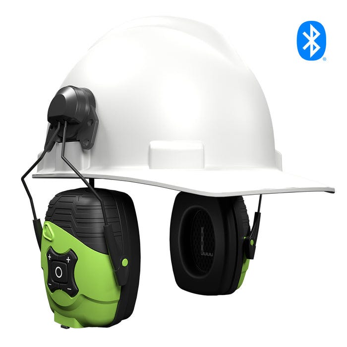 ISOTunes IT-95 LINK Aware Helmet Mount Earmuff w/ Ambient Listening Technology, Safety Green
