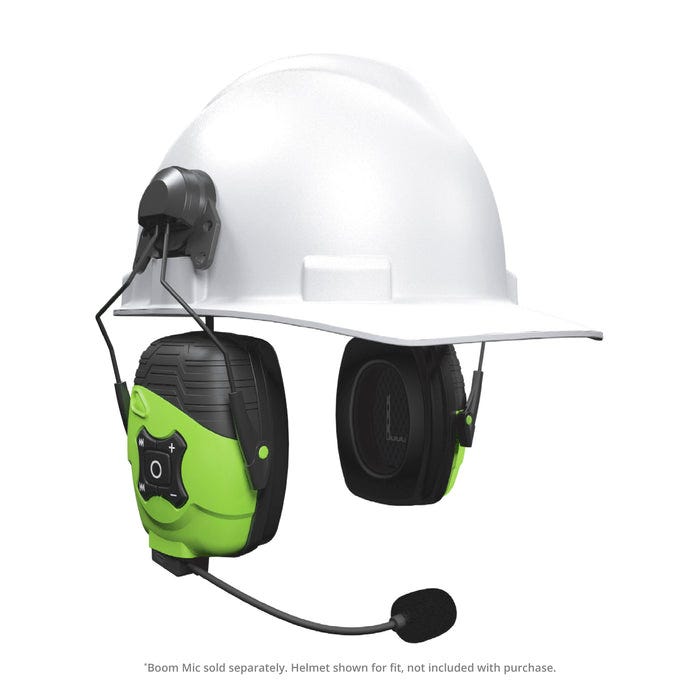 ISOTunes IT-95 LINK Aware Helmet Mount Earmuff w/ Ambient Listening Technology, Safety Green