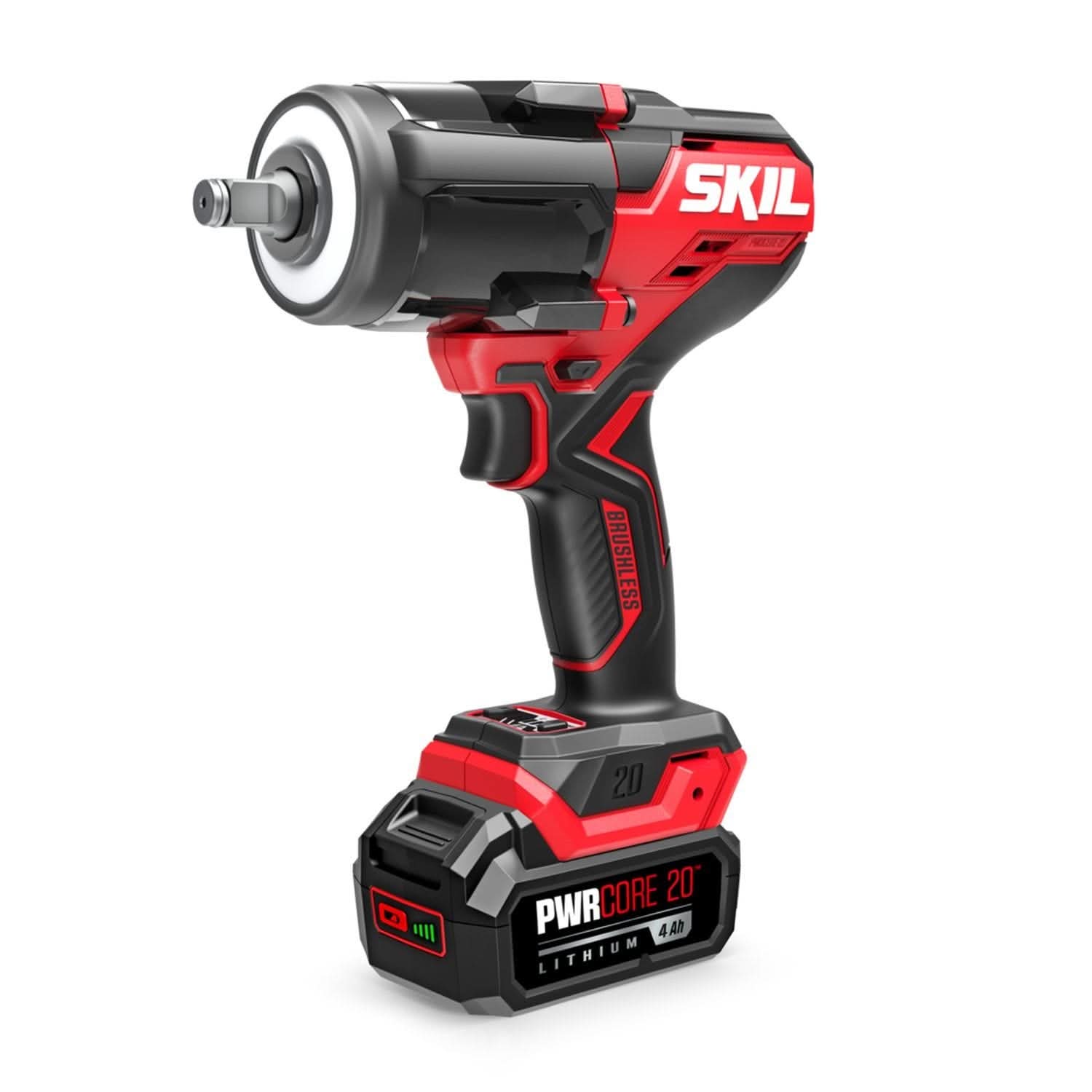 SKIL IW5761B-10 PWR CORE 20 Brushless 20V 1/2 In. Mid-Torque Impact Wrench Kit