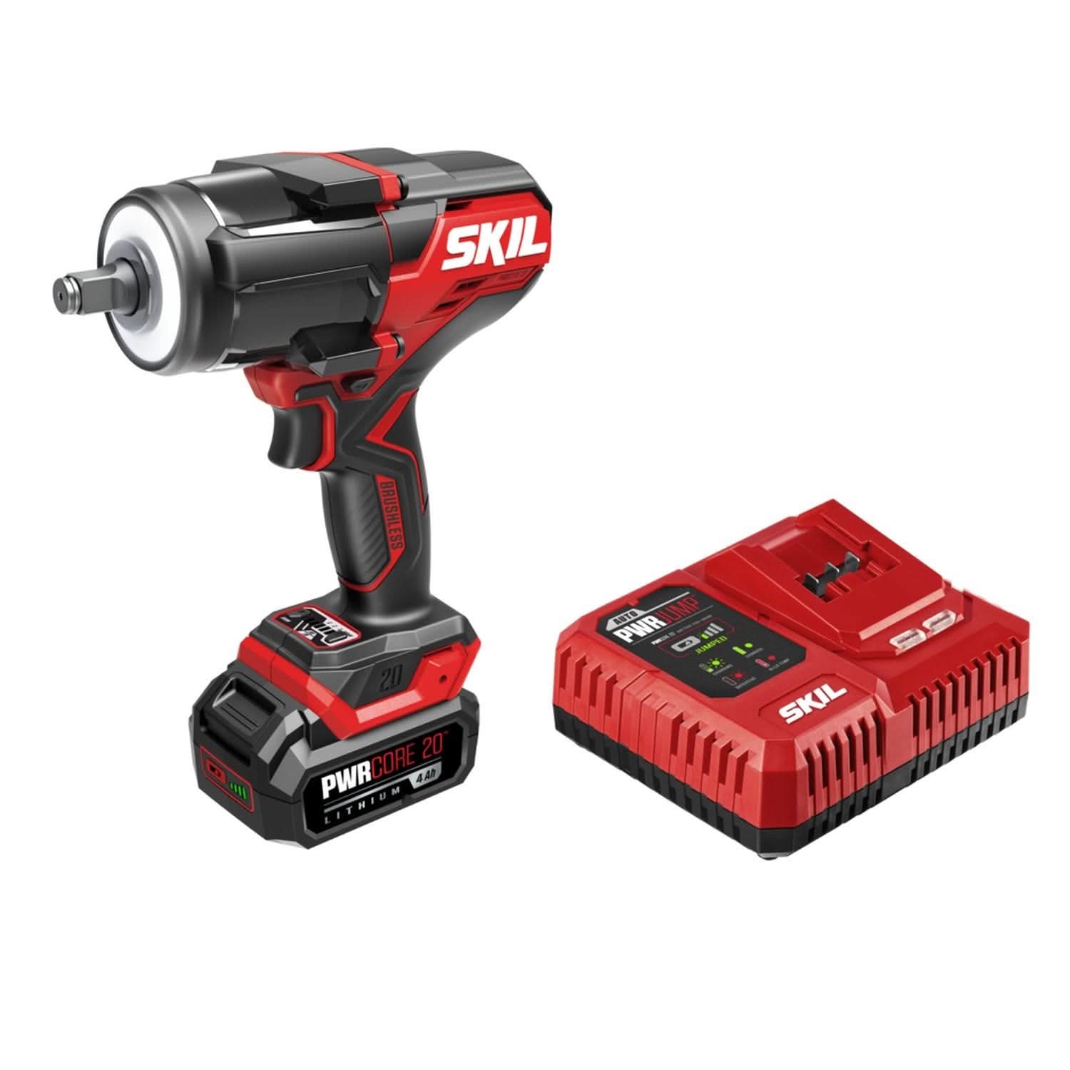 SKIL IW5761B-10 PWR CORE 20 Brushless 20V 1/2 In. Mid-Torque Impact Wrench Kit