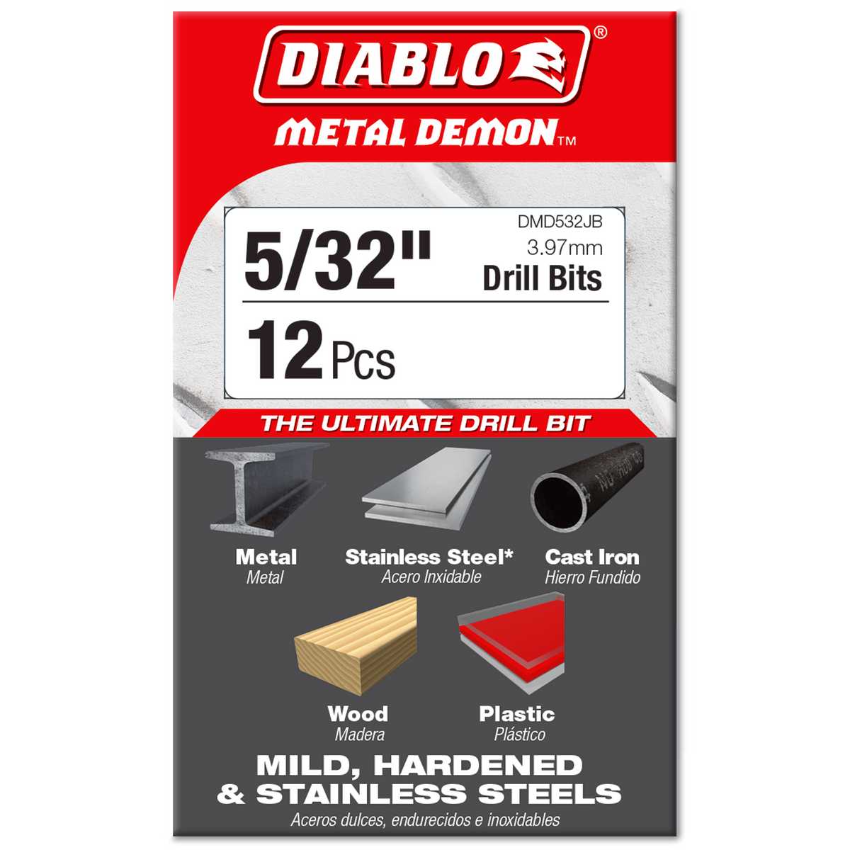 Diablo 5/32 in. Metal Demon Drill Bit for Mild, Hardened and Stainless Steels (DMD532JB) in retail packaging