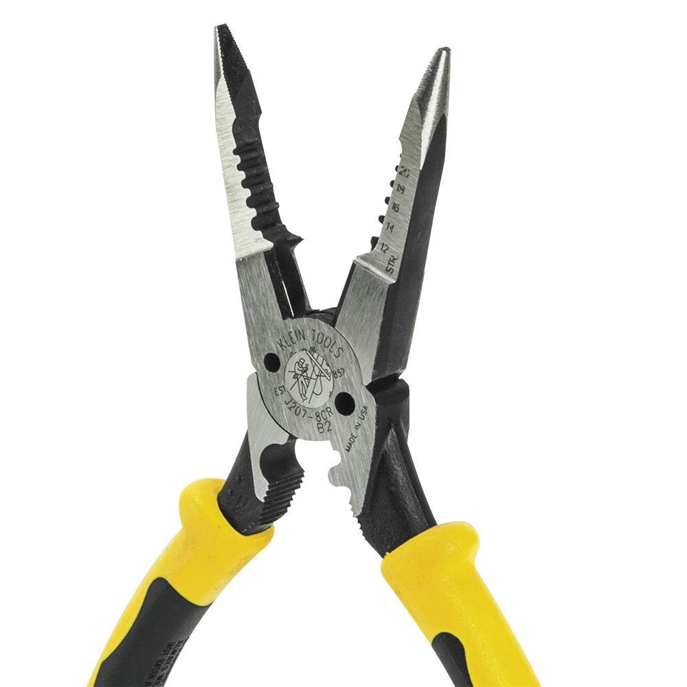 Klein Tools J207-8CR Pliers, All-Purpose Needle Nose Pliers with Crimper, 8.5-Inch