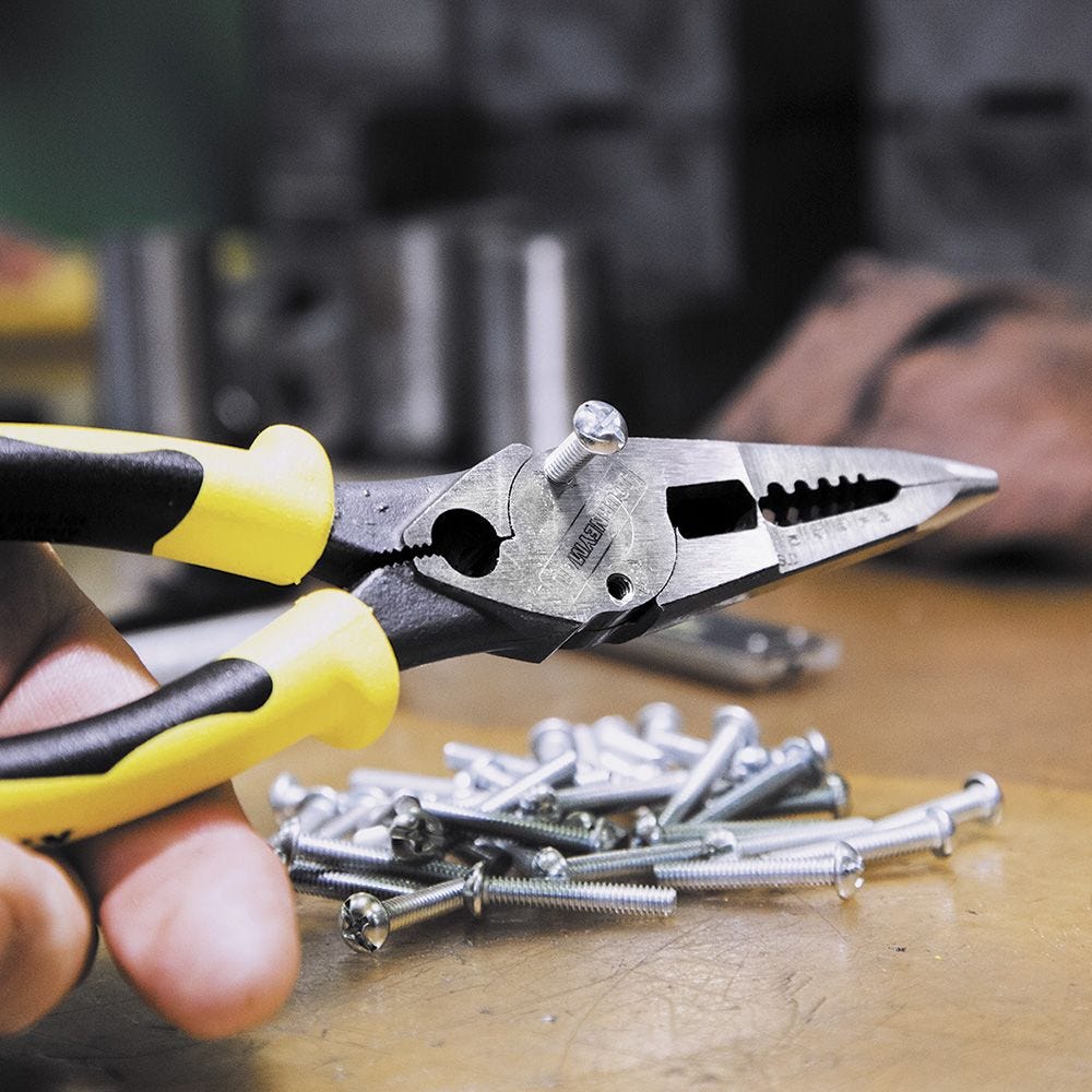 Klein Tools J207-8CR Pliers, All-Purpose Needle Nose Pliers with Crimper, 8.5-Inch