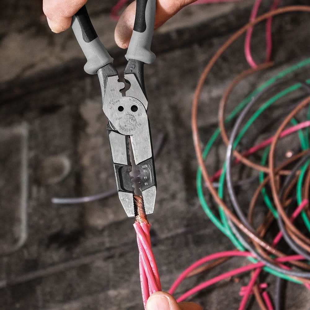 Klein J215-8CR Hybrid Pliers with Crimper and Wire Stripper