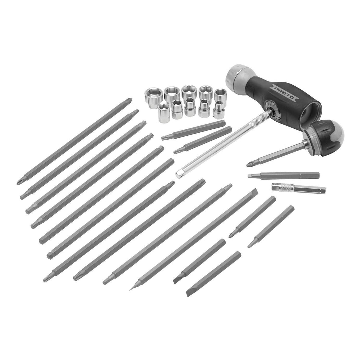 Proto J61390 91-Piece Ratcheting Screwdriver Set With Case - Magnetic Multi-Bit Kit