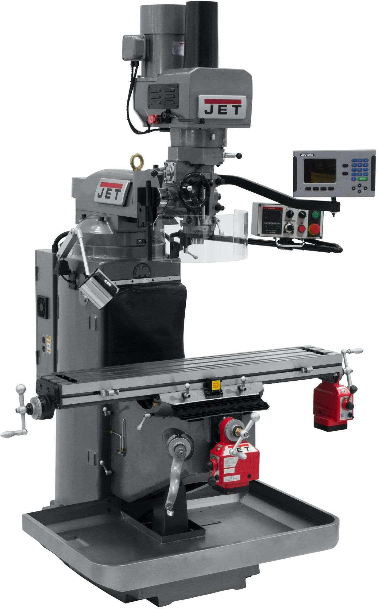 Jet Tools 690523 JTM-949EVS Mill With Acu-Rite 200S DRO With X and Y-Axis Powerfeeds and Air Powered Drawbar